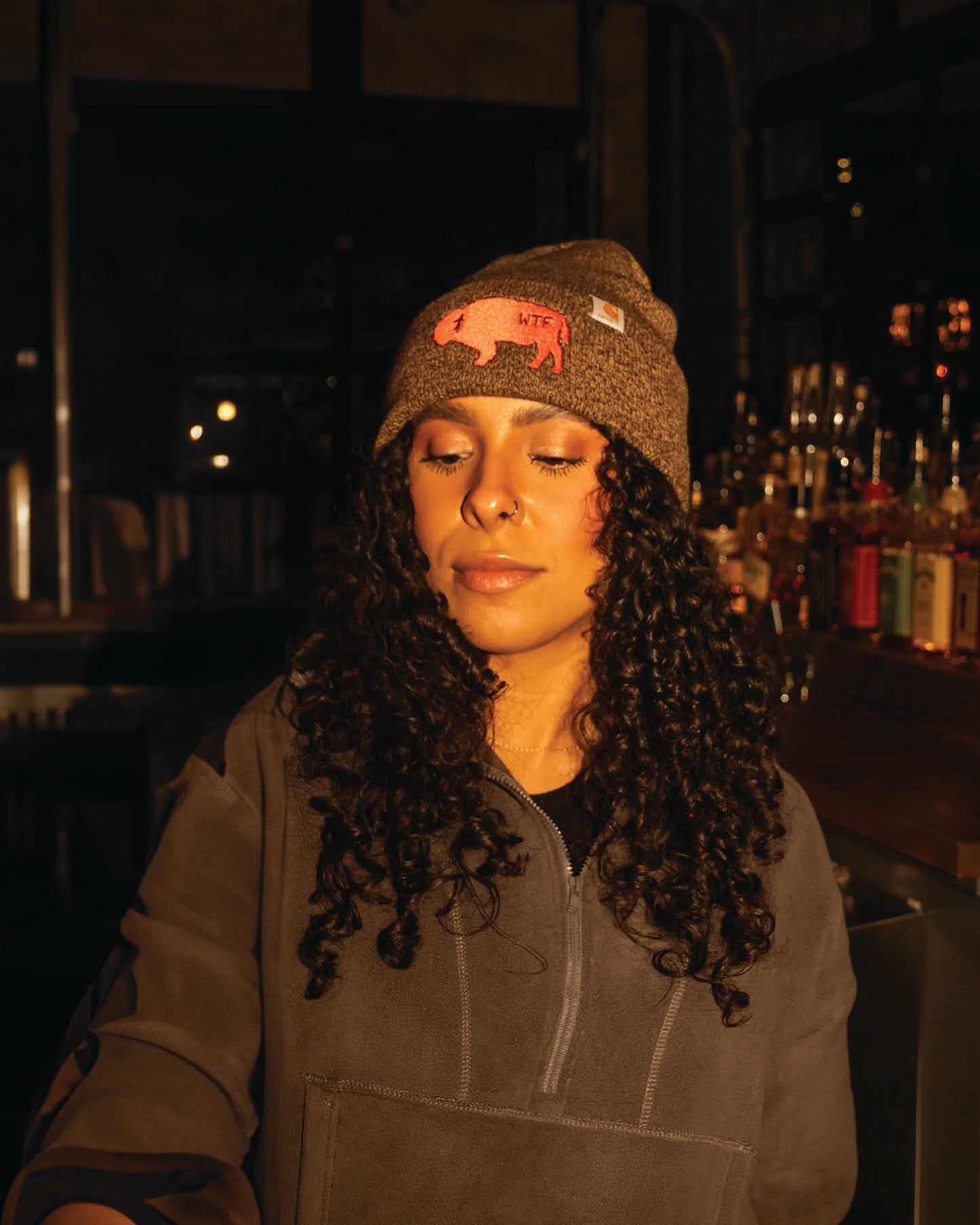 Browns Bison Carhartt Beanie (Dark Brown/Sandstone)