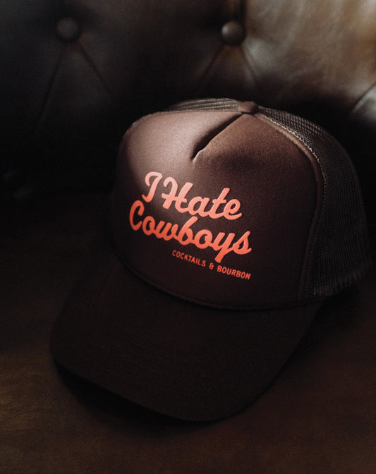 I Hate Cowboys Logo Trucker Hat - Brown